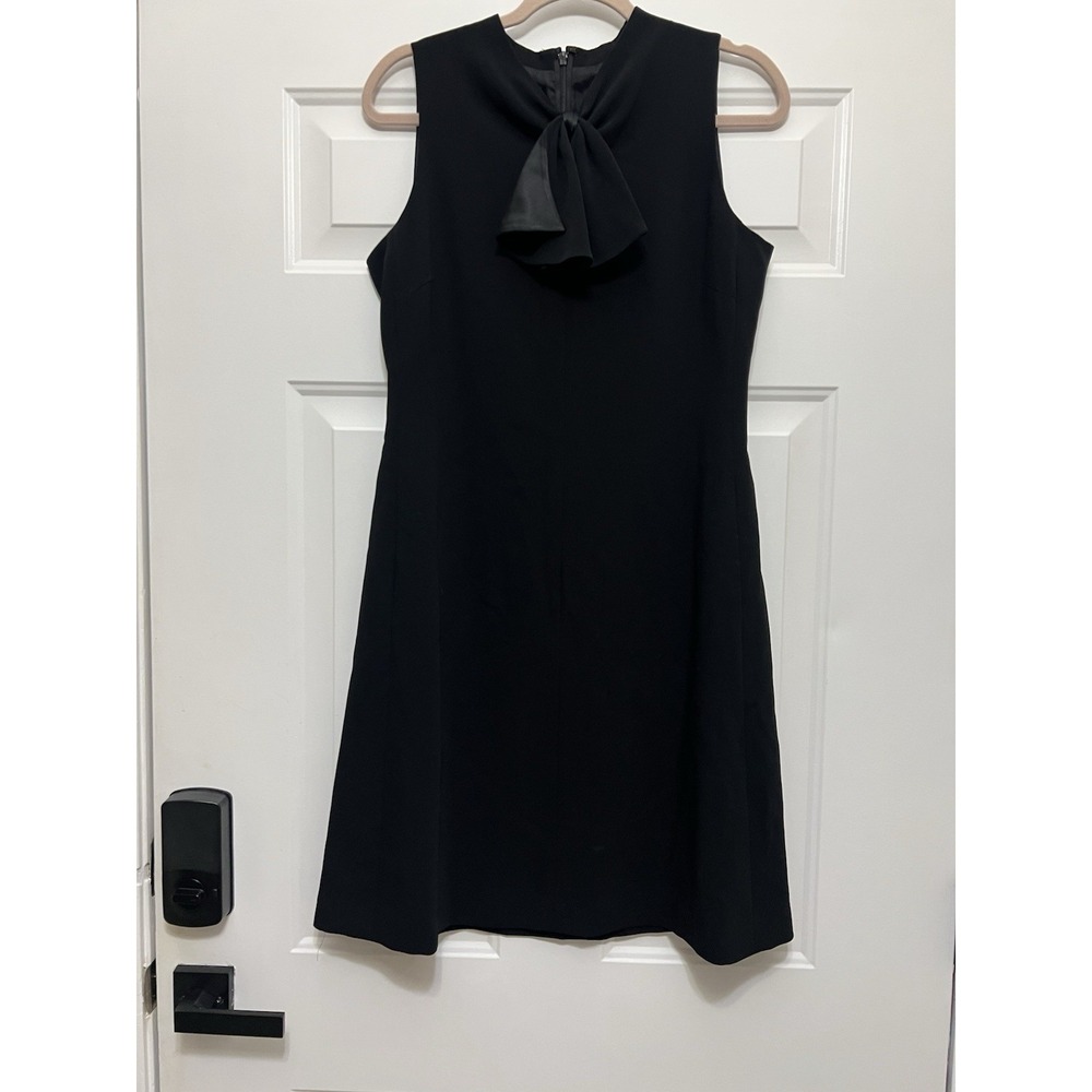 Talbots Dress 8 Knee Crepe Stretch Modest Minimal Quiet Career 90s Black A Line‎